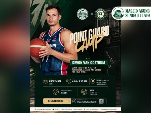 Tingkatkan Kemampuan Bermain Basket Bersama Devon Van Oostrum dalam Point Guard Camp di Masjid Agung Sunda Kelapa